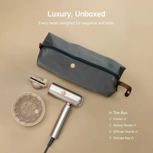 Miniatura 9 de Dreame Secador de pelo de bolsillo 2026, secador de pelo plegable portátil con difusor, secado rápido, motor sin escobillas de alta velocidad, iones