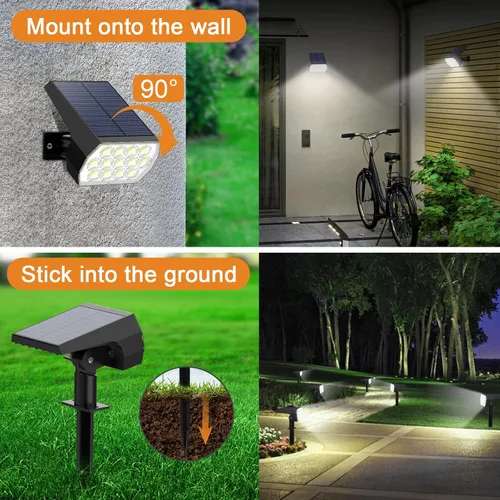 Miniatura 5 de WELALO Focos solares para exteriores, [2 unidades/65 LED/3 modos] focos solares de paisaje, luces de seguridad alimentadas por energía solar, luces