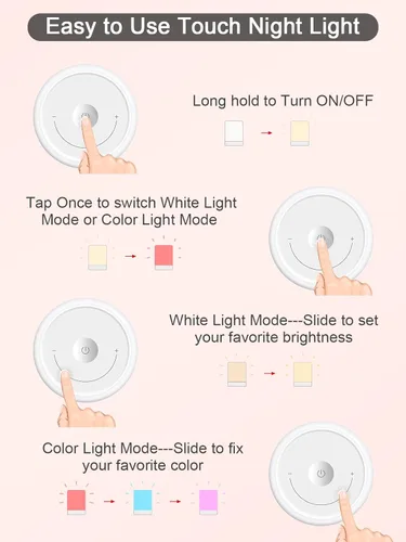 Miniatura 6 de Luz nocturna para bebé, lámpara de noche para lactancia materna, luz nocturna portátil para dormitorio de niños pequeños, lámpara de noche cálida