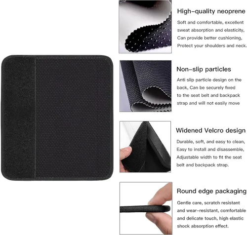 Miniatura 7 de Almohadilla Protectora para Cinturón de Seguridad del Automóvil, Paquete de 2 Almohadillas Suaves para Correa de Cinturón de Seguridad del Automóvil