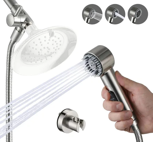 Miniatura 9 de Accesorio de ducha para perros de 3 modos, rociador de mano de alta presión con interruptor de encendido/apagado, desviador de ducha de metal G1/2