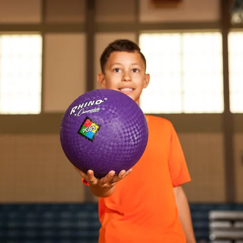 Miniatura 6 de Champion Sports - Juego de pelotas para juegos Rhino, 8.5"D - De dos capas, nylon enrollado - Juego de 6 colores con bolsa y bomba