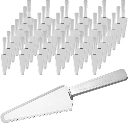 Miniatura 14 de Suclain 50 piezas de cortador de pasteles desechables negros a granel de 9.1 pulgadas, servidor de plástico para tartas, espátula, cuchillos, tarta