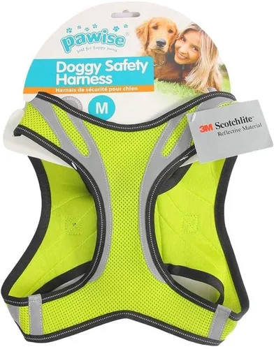 Miniatura 6 de PAWISE Arnés de malla reflectante para perro, chaleco de malla acolchada suave para caminar, arnés para mascotas sin tirones con 2 clips para correa
