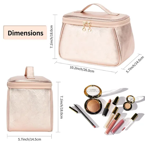 Miniatura 5 de OCHEAL Bolsa de maquillaje grande, bolsa organizadora de maquillaje, bolsas de cosméticos para mujer, bolsa de viaje para artículos de aseo