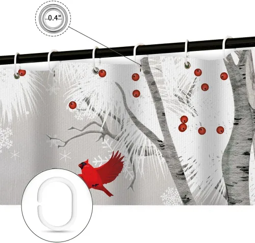 Miniatura 4 de Christmas Shower Curtain Gnome Winter Shower Curtain Snowy Forest Birth Tree with Cute Fun Gnome Bath Curtain Xmas New Year Bathroom Decor Bathroom