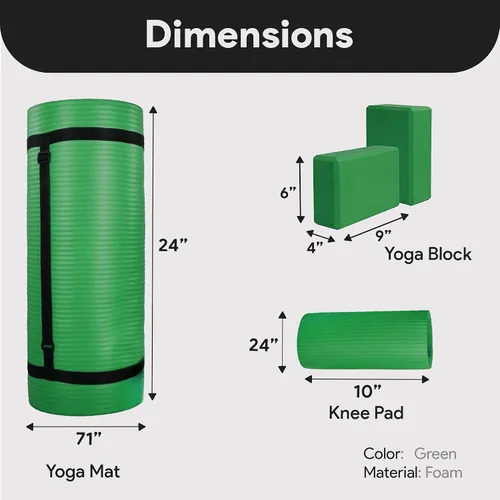 Miniatura 3 de BalanceFrom Esterilla de yoga multiusos de 1 pulgada extra gruesa de alta densidad antidesgarro con correa de transporte, bloques de yoga opcionales