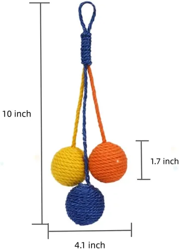 Miniatura 6 de Juguete para gatos, bola de sisal, juguete colgante para gatos, hecho a mano, cuerda para gatos, masticable, respetuoso con el medio ambiente
