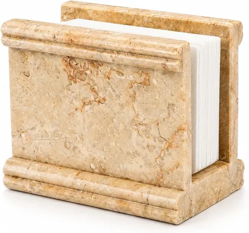 Creative Home - Servilletero de mármol champán natural, color beige | Column Collection, dispensador de papel de seda, organizador de mesa, 5.8 x 3