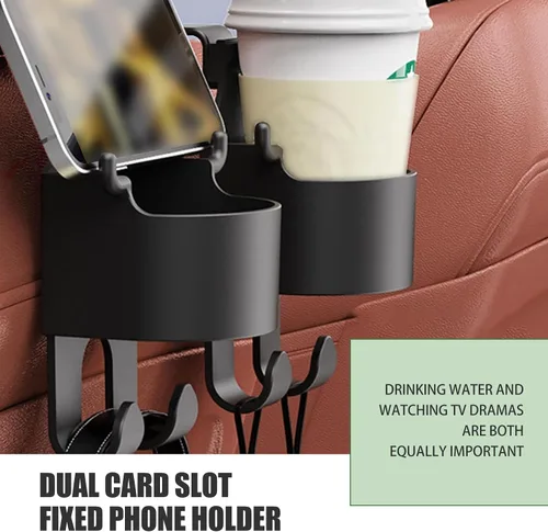 Miniatura 4 de 2 soportes para reposacabezas de asiento, 3 en 1, soporte multifuncional para teléfono celular, soporte colgante para bolso de compras, gancho
