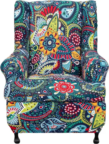 Miniatura 21 de Eco-Ancheng Funda para silla Wingback, 2 piezas, respaldo de ala, fundas de elastano para sillón con respaldo de ala, fundas para sillón con parte