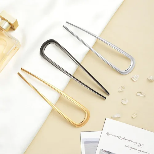 Miniatura 2 de Horquilla francesa antideslizante multiusos para mujer, elegante tenedor de metal para recoger, moños y trenzas, seguro y cómodo todo el día, 1