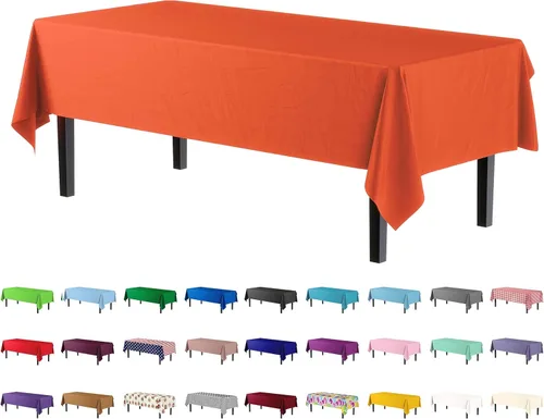Miniatura 46 de Party Solids Paquete de 4 manteles de plástico color azul aguamarina, 54 x 108 pulgadas, mantel desechable para fiestas y pícnics