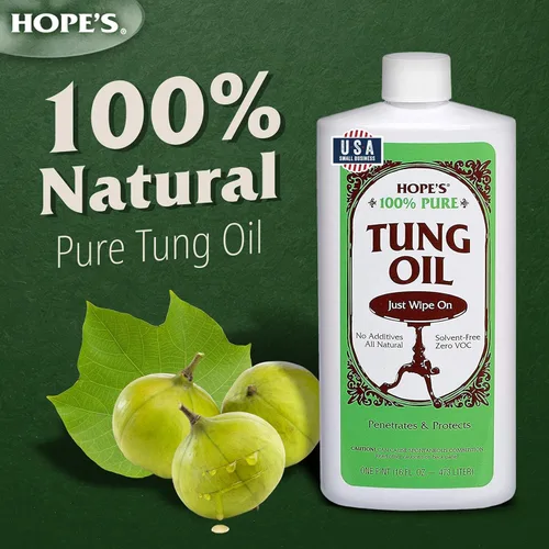 Miniatura 2 de HOPE'S Aceite Tung 100% puro, seguro para alimentos, acabado de madera natural impermeable de alta calidad y sellador para proyectos de interiores