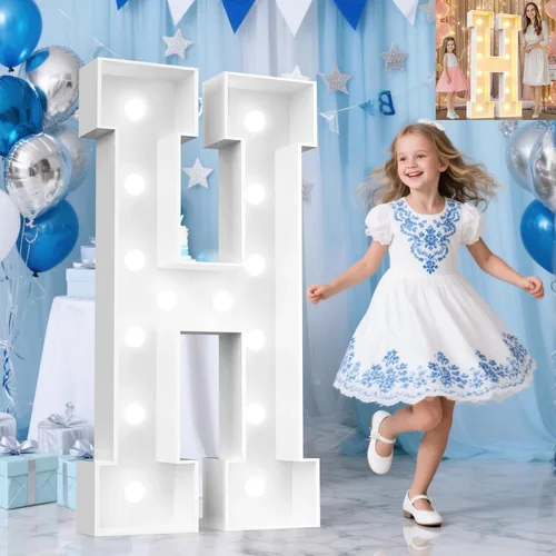 Miniatura 74 de Pooqla Letras de marquesina iluminadas de 3 pies, letras de marquesina con luz LED blanca fría y blanca cálida, letras de mosaico gigante para Letra