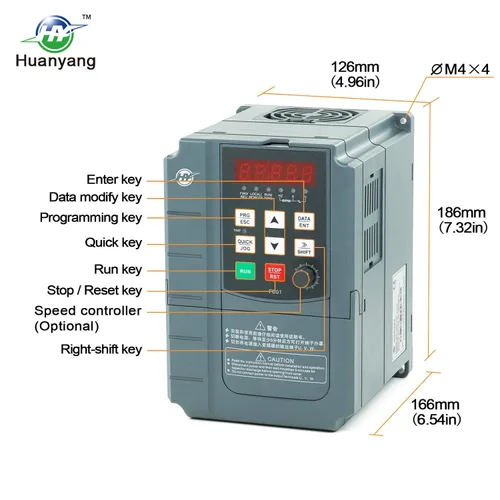 Miniatura 3 de Huanyang VFD, de una a 3 fases, variador de frecuencia, 1.5kW 2HP, entrada de 110V CA para control de velocidad de motor, serie FC