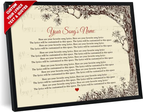 Miniatura 26 de SANTANNA Letras de música personalizadas, impresiones artísticas para decoración de pared (paisajes, pájaros rojos y árbol)