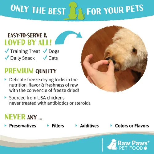 Miniatura 5 de Raw Paws Golosinas liofilizadas de hígado de pollo para perros y gatos, 4 onzas, fabricadas en Estados Unidos, golosinas para el hígado para perros