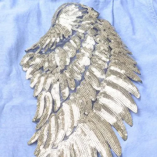 Miniatura 6 de 1 par de apliques de alas de lentejuelas, parche de hierro de ángel de lentejuelas, apliques bordados para chaquetas, decoración de tela y regalos
