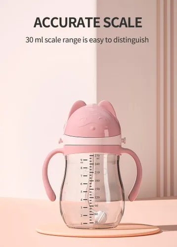 Miniatura 6 de Oberni Vasos para beber a prueba de fugas, botella de agua de doble sellado sin derrames, con popote pesado y mango antideslizante para niños de 1 a