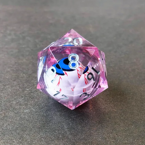 Miniatura 13 de BESCON - Juego de dados poliédricos con núcleo líquido con bordes afilados, dados poliédricos con borde de afeitar con globo ocular rodante