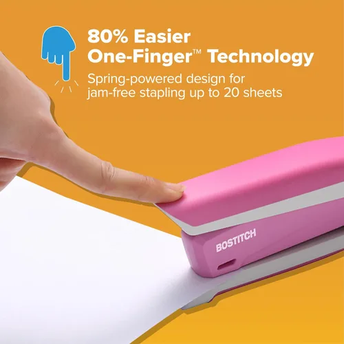 Miniatura 2 de Bostitch Office InPower - Engrapadora de escritorio con resorte, capacidad para 20 hojas, grapado con un dedo, incluye 210 grapas, sin atascos, se
