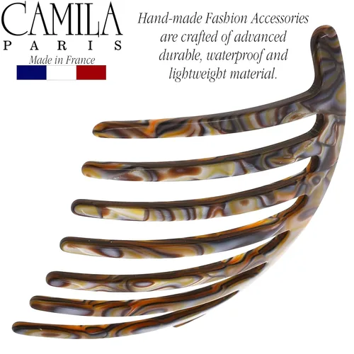 Miniatura 7 de Camila Paris CP3186 Peine lateral francés hecho a mano redondeado, ónix, peines de pelo con torsión francesa, decorativas, pinzas de sujeción fuerte
