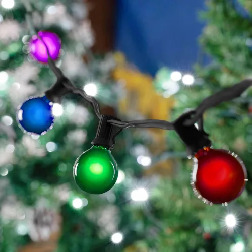 Miniatura 5 de Novelty Lights Paquete de 25 bombillas G40 multicolor para exteriores, bombillas incandescentes de vidrio con 3000 horas de vida útil, bombillas