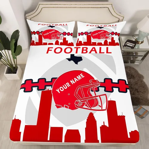 Miniatura 10 de Erosebridal Juego de sábanas bajeras personalizadas de fútbol americano para niños y niñas, juego de cama de jugadores de fútbol, juego de ropa