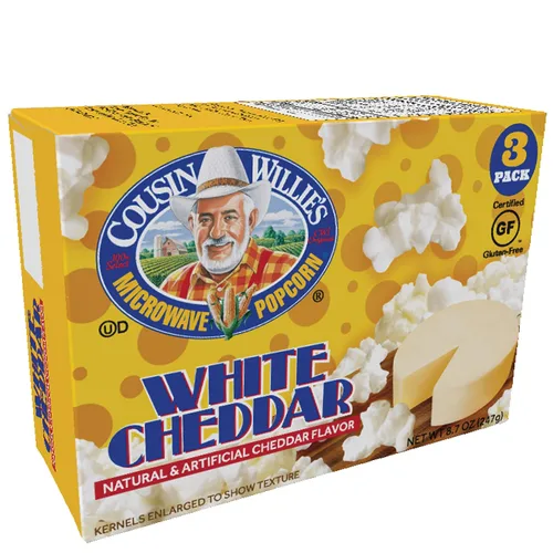 Miniatura 2 de Cousin Willie's Simply Better - Palomitas de maíz cheddar blanco (paquete de 3, 8.7 onzas), sabor inmejorable, sin colesterol, fabricadas