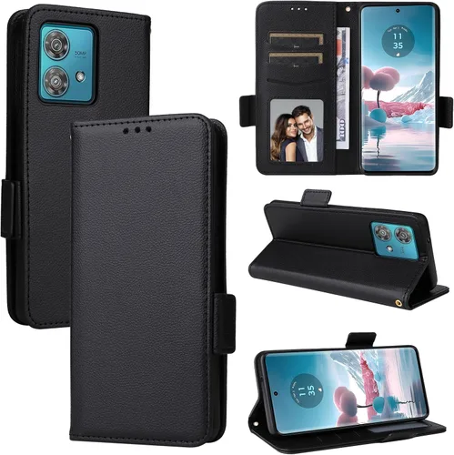 Miniatura 80 de Funda de piel sintética compatible con Motorola Moto E22 4G, funda de piel sintética compatible con Motorola Moto E22i 4G, color negro