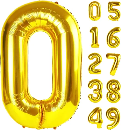 Miniatura 220 de Globo de cumpleaños número 4 dorado de 40 pulgadas, globos gigantes del número cuatro 14 24 34 40 44 2024, globos grandes de lámina de mylar para Oro
