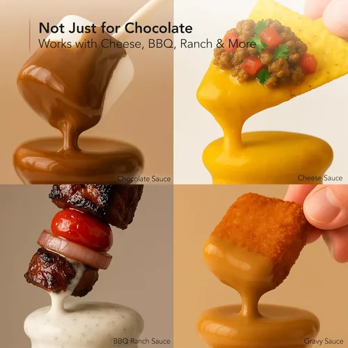 Miniatura 4 de OVENTE Máquina de fuente de fondue de chocolate de 3 niveles, mini calentador eléctrico de acero inoxidable para fiestas, queso derretido, licores