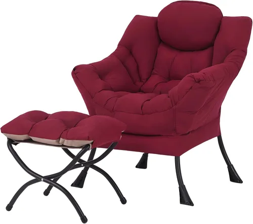 Miniatura 32 de Welnow - Silla perezosa con otomana, moderna silla de descanso con reposabrazos y bolsillo lateral, juego de sillón tapizado de ocio, sillón