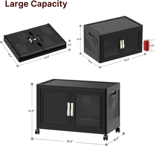 Miniatura 2 de Stackable Storage Bins with Lids, Clear Doors, 120QT Storage Bins Large Storage Cabinet Foldable Collapsible Closet Organizers for Bedroom Dorm