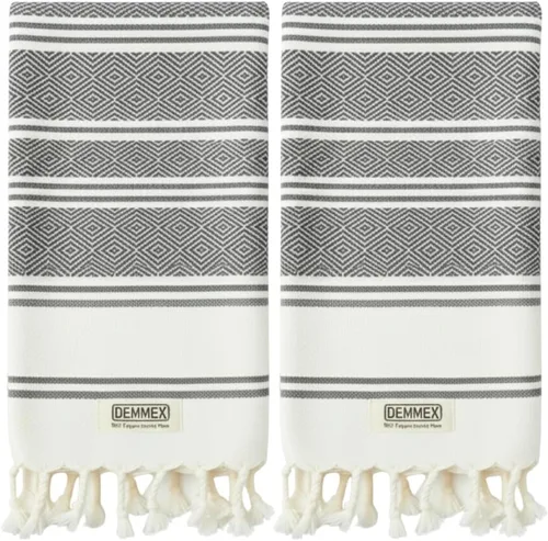 Miniatura 17 de DEMMEX Toallas de mano turcas de algodón orgánico certificado para baño, juego de 2, toallas de cocina y gimnasio, toallas de viaje compactas