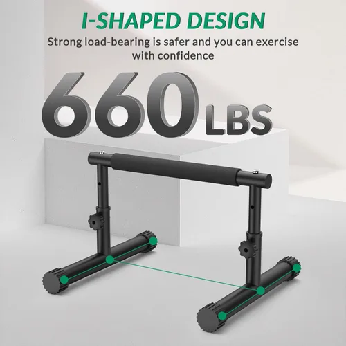 Miniatura 2 de IMAYCC Push Up Bar, Adjustable 7.5" and 10.6" High Parallettes Bars & Dip Bar With Full-Cover Foam Grips, No Wobbling Calisthenics Equipment For