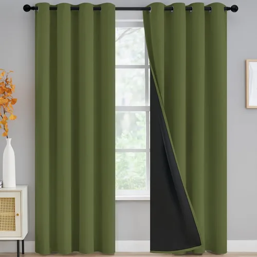 Miniatura 345 de Yakamok Cortinas negras, cortinas de ventana con aislamiento térmico y eficiencia energética para dormitorio, cortinas opacas completas y cortinas