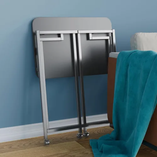 Miniatura 4 de 4NM Escritorio de computadora rodante móvil pequeño de 23.6", mesa carrito plegable para laptop con ruedas, escritorio de oficina portátil para Todo