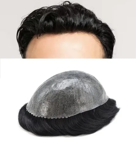 Miniatura 56 de Toupee - Sistema de reemplazo de cabello humano para hombre, 0.004 in, inyectado, piel de polietileno, piezas de pelo para hombre, 6 x 8 pulgadas