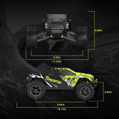 Miniatura 10 de RIAARIO Coches RC sin escobillas 1/10, Monster Truck, 50+ MPH, 4WD, impermeable, fibra de carbono, negro, a partir de 8 años
