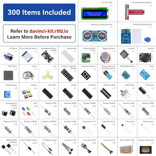 Miniatura 7 de SunFounder Da Vinci Kit de inicio para Raspberry Pi 5 4B 3B B+ 400, Zero 2 W, Python C Java Scratch Node.js, tutoriales en línea y cursos en video