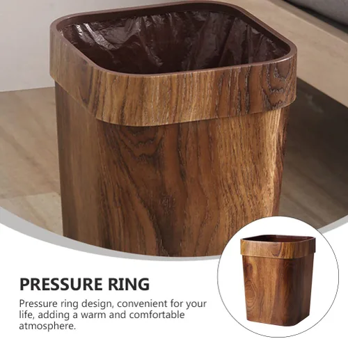 Miniatura 6 de Cabilock Bote de basura retro creativo de 14 l Imitado papelera sólida para oficina en casa dormitorio baño estilo vintage cubo de basura