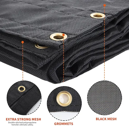 Miniatura 3 de HOMBYS Lona de malla negra de 7x14 pies para camión volquete/remolque con ojales, lona de malla resistente, lona de sombra con abertura para cubrir
