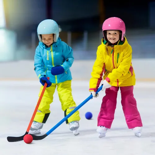 Miniatura 5 de Syhood 24 pelotas de hockey sobre la rodilla para niños, mini pelotas de hockey de espuma suave para piso interior, mini palo, fiestas