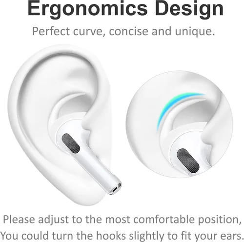 Miniatura 2 de A-Focus Compatible con AirPods 4 ganchos deportivos para las orejas, almohadillas de repuesto antideslizantes de silicona antideslizantes