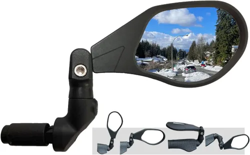 Miniatura 10 de Hafny Nuevo espejo de bicicleta con extremo de barra, lente de vidrio de grado automotriz HD, superficie grande, irrompible, ajustable en múltiples