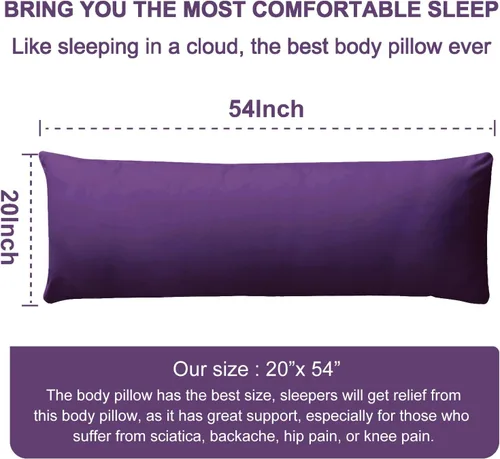 Miniatura 6 de DOWNCOOL Relleno de almohada de cuerpo grande - Almohada de cuerpo completo transpirable para dormir de lado - Almohada de cama larga y suave