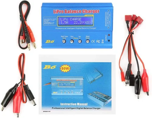 Cargador de equilibrio RC, B6 80 W Digital LCD Balance Cargador Descargador para LLiPo NiMH RC Batería para carga paralela de Li Po/Li ion/Li