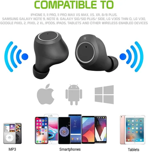 Miniatura 6 de Auriculares inalámbricos V5 Bluetooth funcionan para Xiaomi M2007J17I con estuche de carga para auriculares intrauditivos. (V5.0 negro)